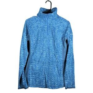 Columbia Womens Jacket Blue Fleece 1/4 ZigZag Pattern Long Sleeve Stretch M
